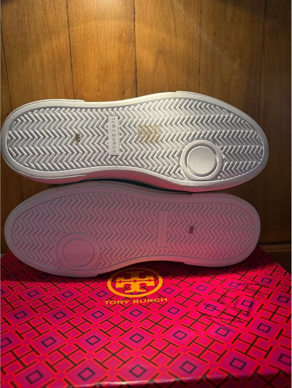 New Tory Burch Platform Sneakers in Light Gray Leather Women's Size 8
